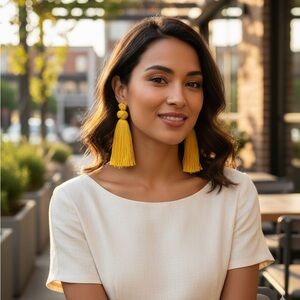 Elegant Fringe Yellow Tassel Earrings